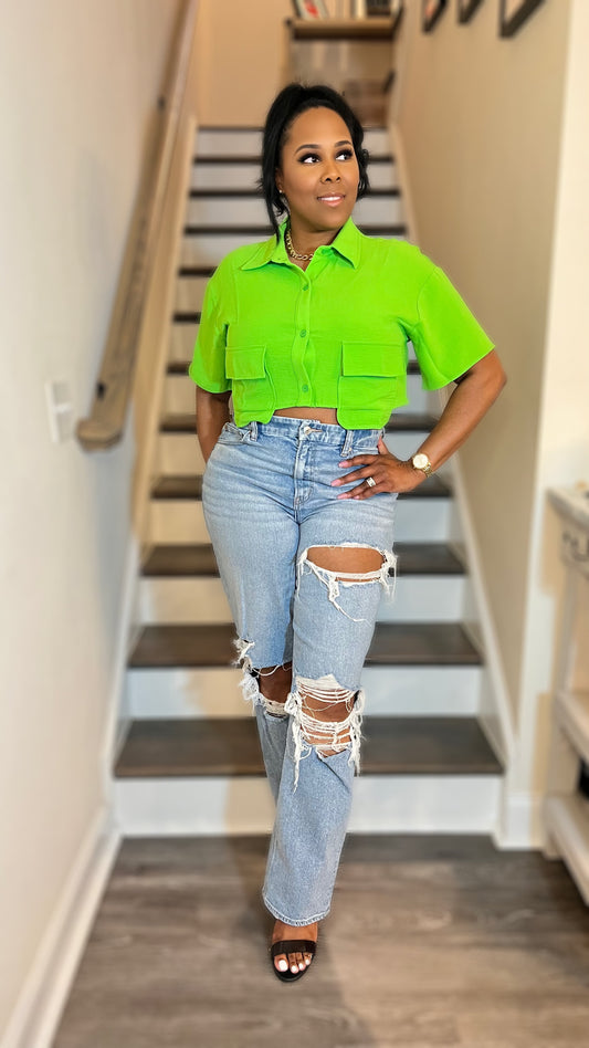 The "City Chic" Crop Top - Lime Green