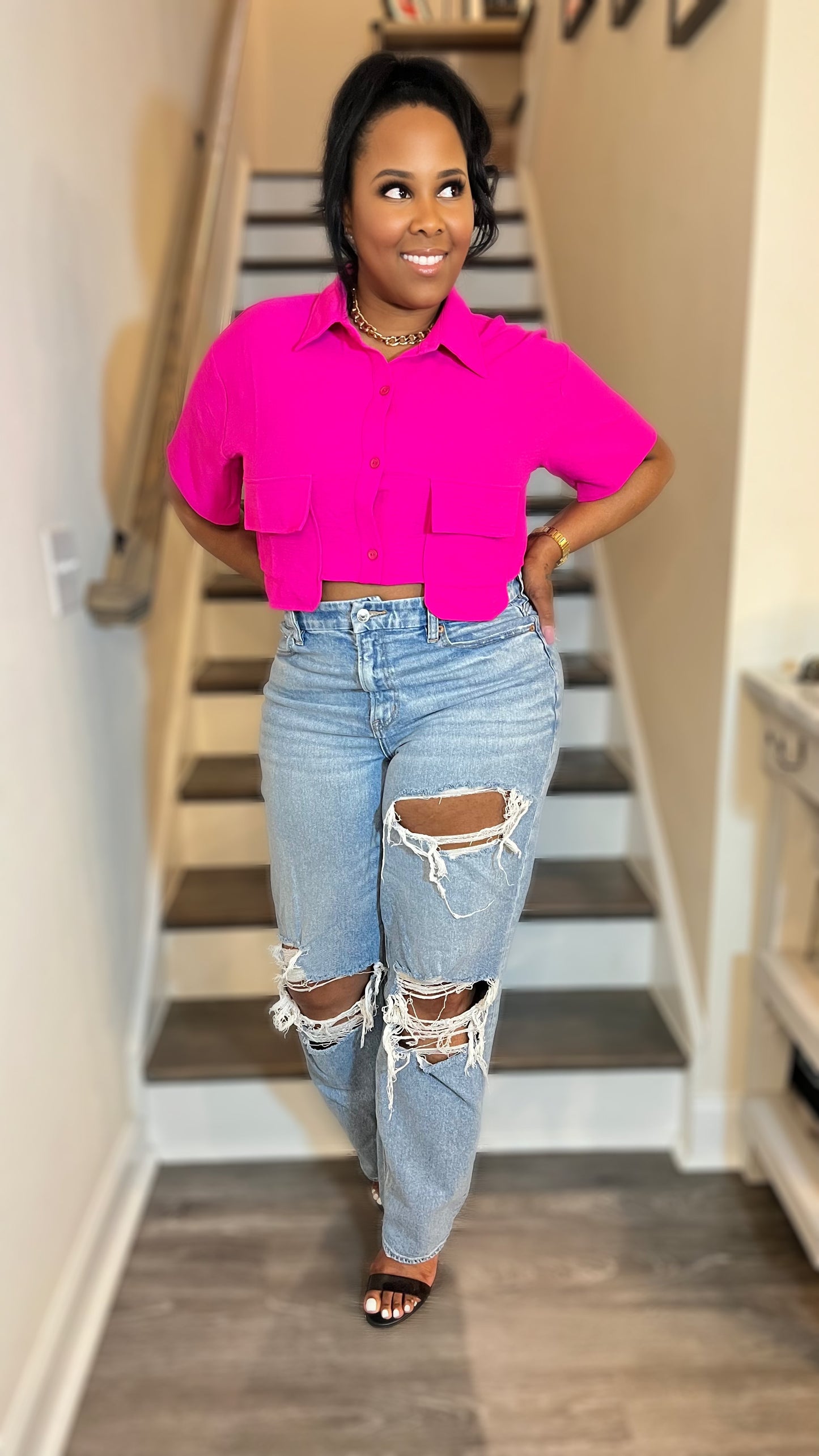 The "City Chic" Crop Top - Hot Pink