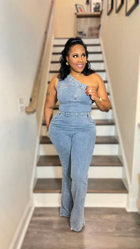 The "Mia" Denim Jumpsuit - RESTOCK